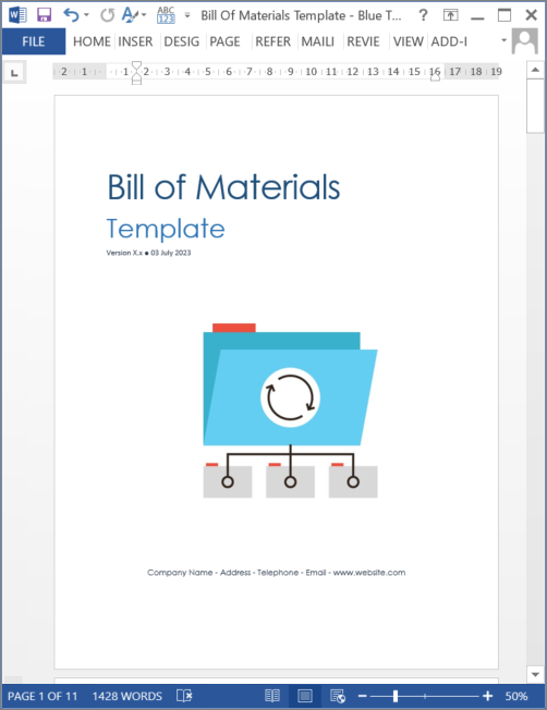 Updated – Bill of Materials MS Office Templates