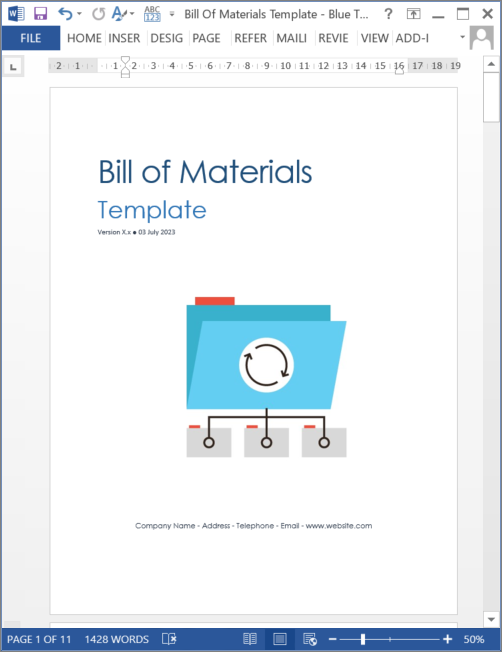 Bill of Material Templates (MS Office) – Klariti Template Shop
