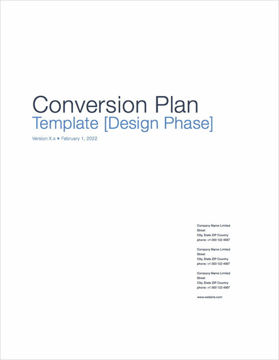 Conversion Plan Template (Apple iWork Pages) – Klariti Template Shop