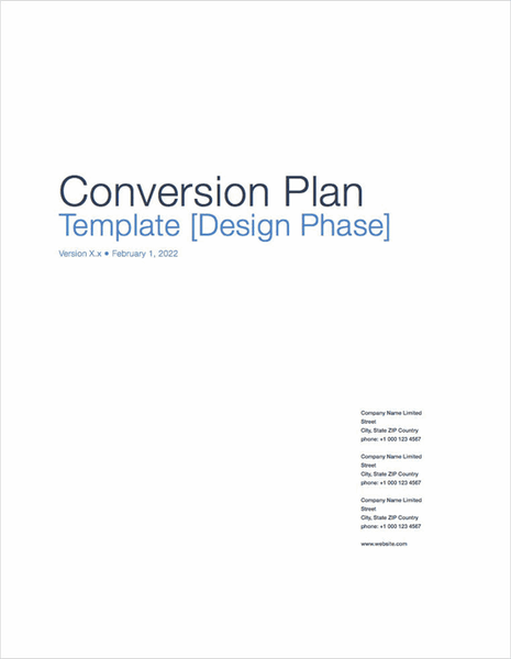 Conversion Plan Template (Apple iWork Pages) – Klariti Template Shop