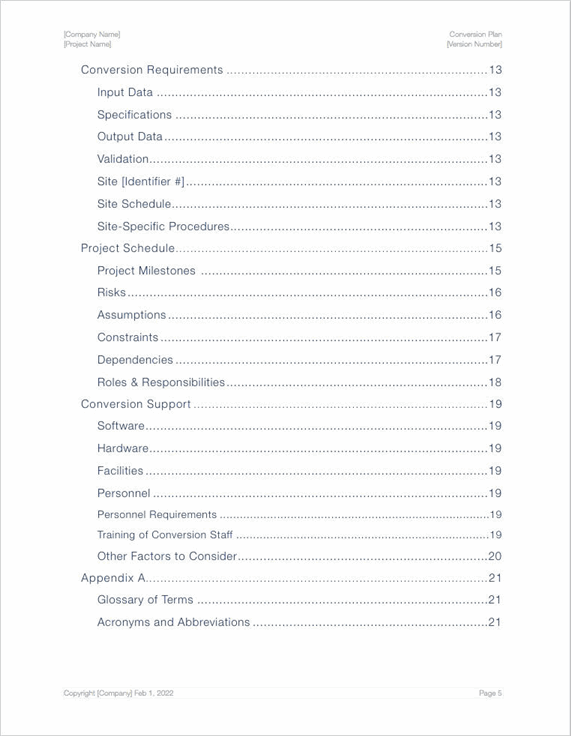 Conversion Plan Template (Apple iWork Pages) – Klariti Template Shop