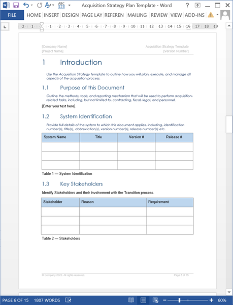 Acquisition Strategy Plan Template – Klariti Template Shop