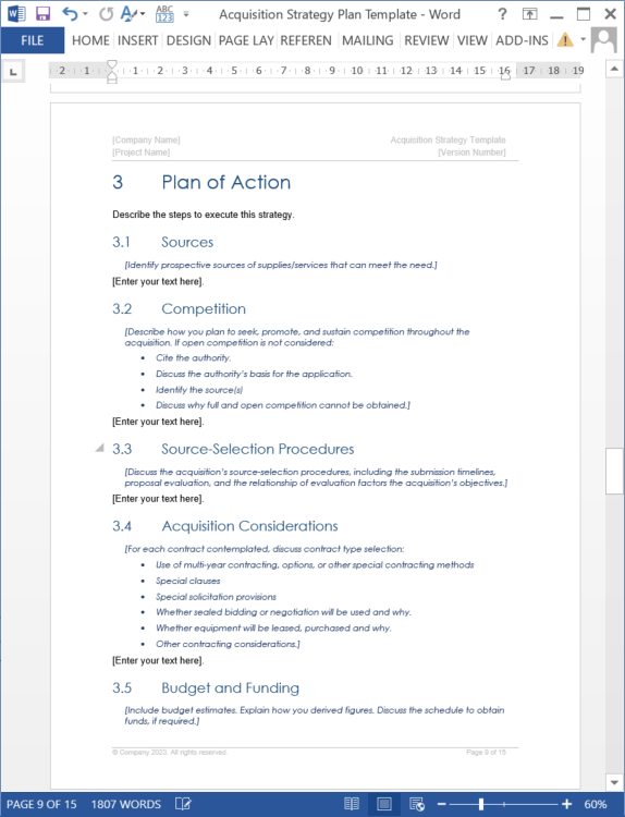 Acquisition Strategy Plan Template – Klariti Template Shop