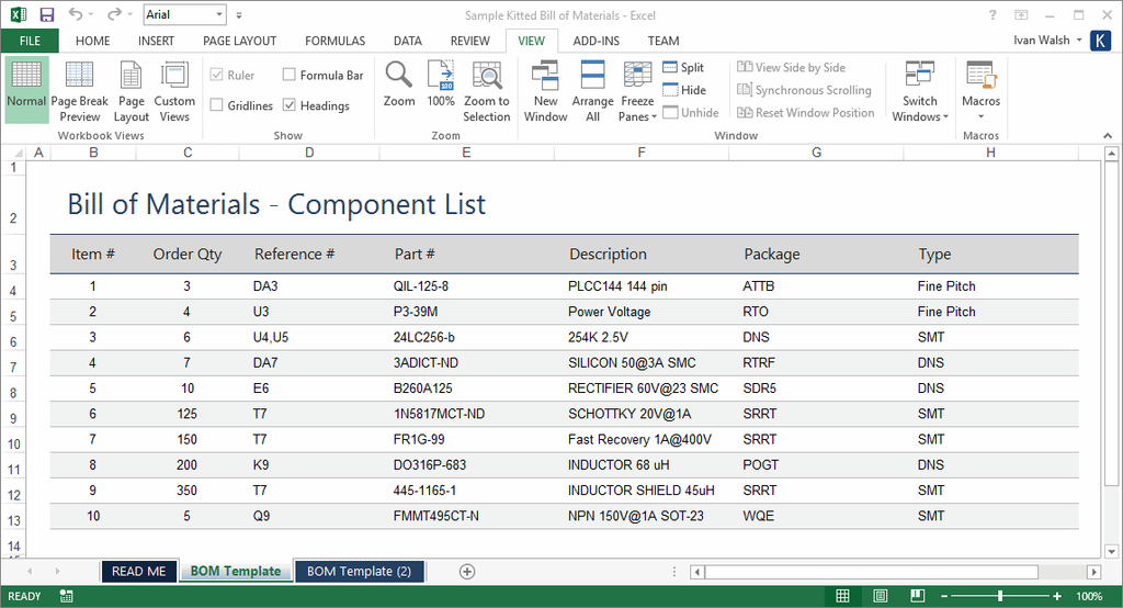 Bom Template Excel