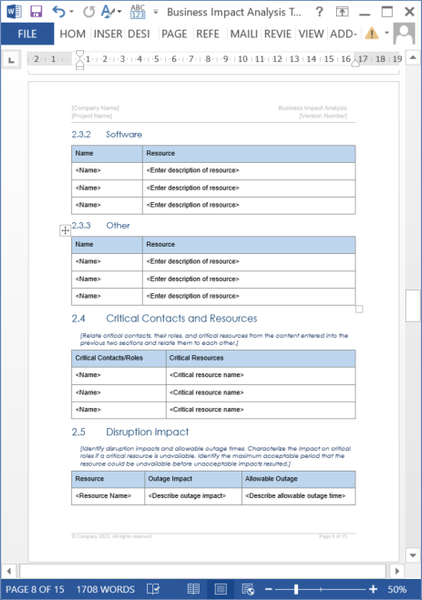 Business Impact Analysis Template – Klariti Template Shop