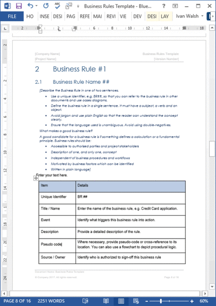 Process Document Template Microsoft Word