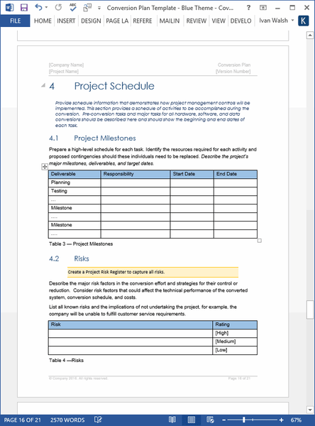 Conversion Plan Template (MS Office) – Klariti Template Shop