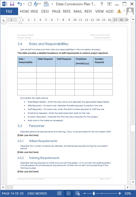 Data Conversion Plan Template – Klariti Template Shop