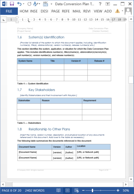Data Conversion Plan Template – Klariti Template Shop