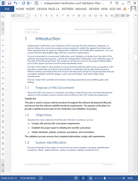 Independent Verification and Validation Template – Klariti Template Shop