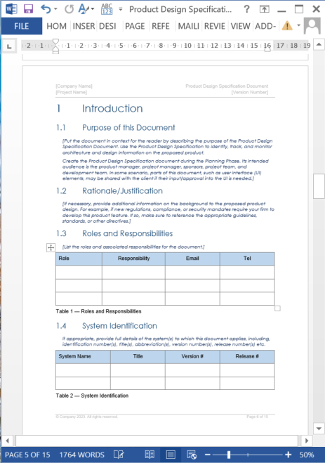 Product Design Specification Template Klariti Template Shop Product Design Specification Template Klariti Template Shop