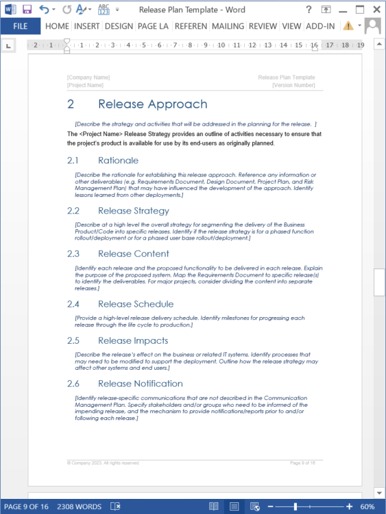 Release Plan Template – Klariti Template Shop