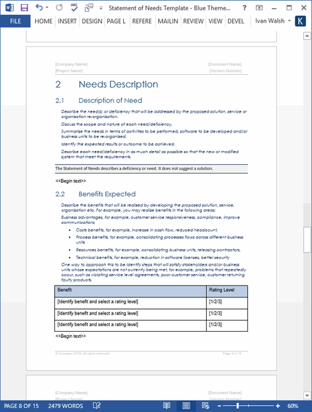 Statement of Needs Template – Klariti Template Shop