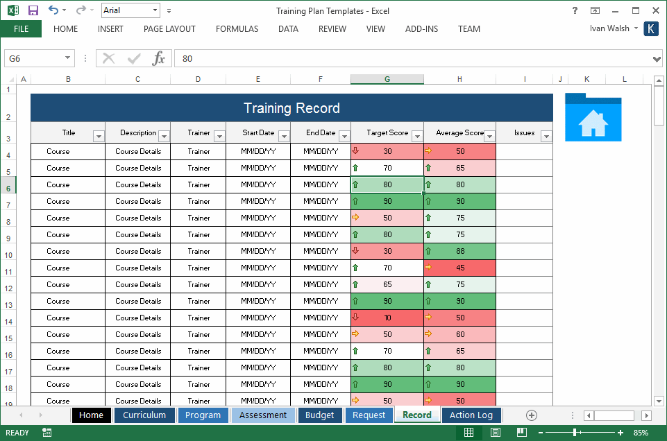 Excel Training Template