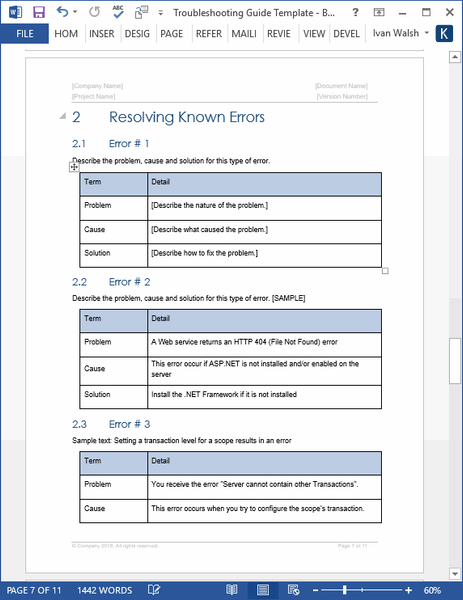 Troubleshooting Guide Template – Klariti Template Shop